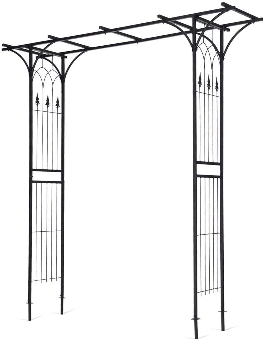 6.8 Ft Garden Arbor, Metal Arch with Trellis for Climbing Plant, Vines, Flowers